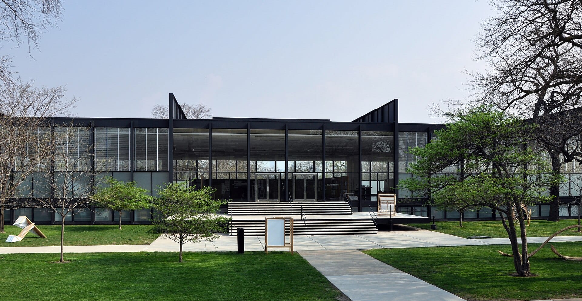 S. R. Crown Hall, a steel-and-glass modernist building at Illinois Institute of Technology