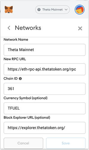 Theta blockhain now accessible through Metamask plug-in