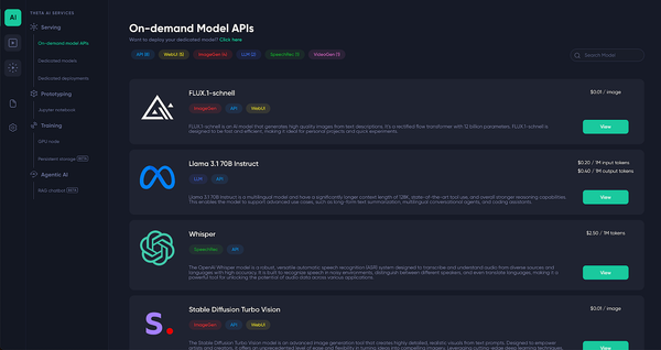 On-demand Model APIs — Serverless AI development powered by Theta EdgeCloud
